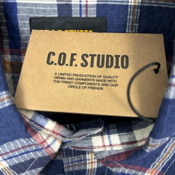 NWT C.O.F Studio Post Man Shirt Dark Blue Navy Medium - Picture 5 of 8